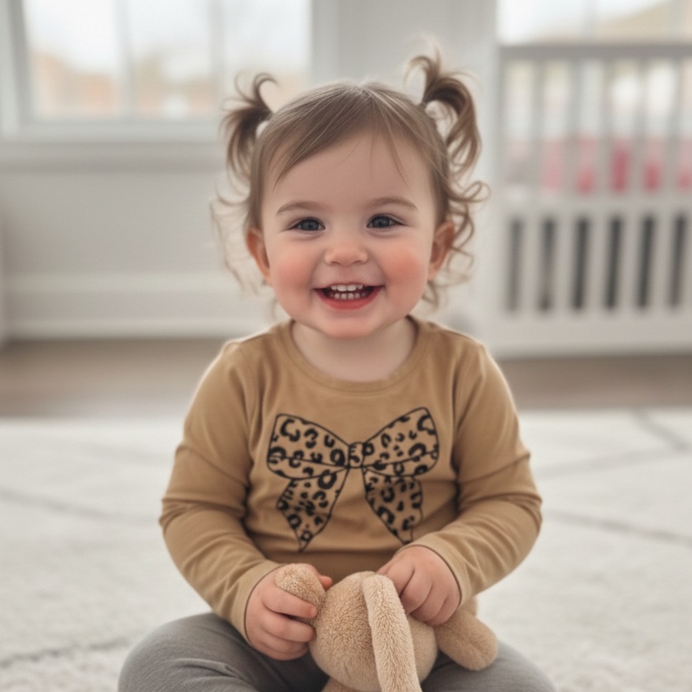Garanimals Tan Leopard Print toddler Top 5T caramel animal print long sleeve